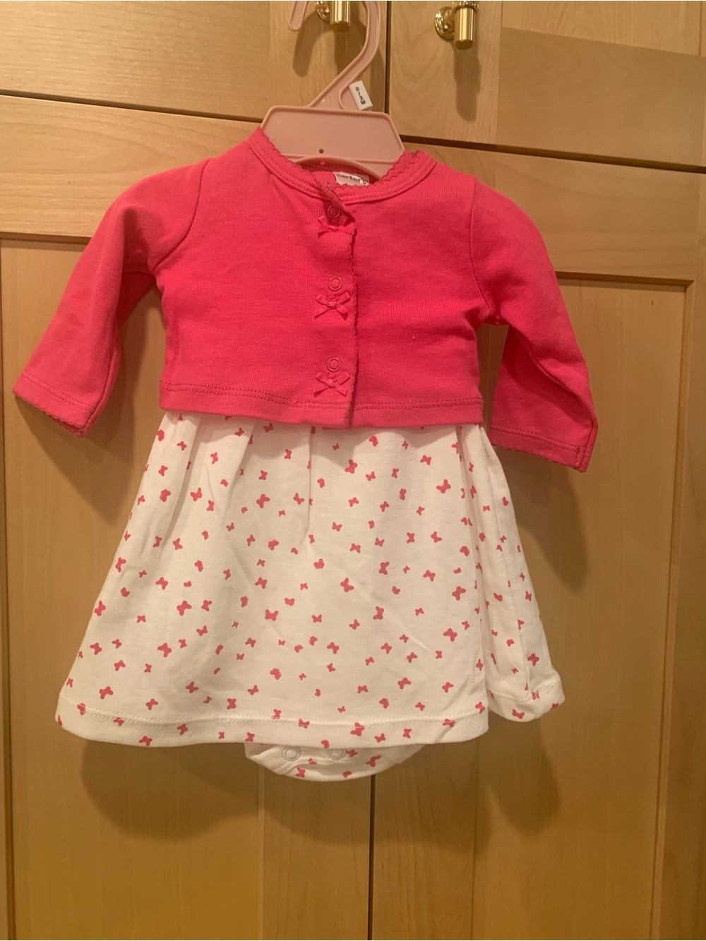 Baby Girls Cardigan and White Cotton Romper Dress Set